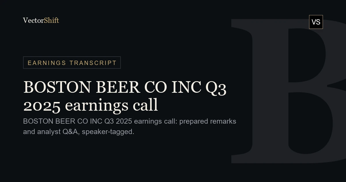 The Boston Beer Company, Inc. Q3 2025 earnings call