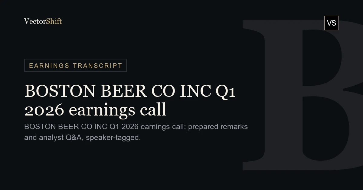 The Boston Beer Company, Inc. Q1 2026 earnings call
