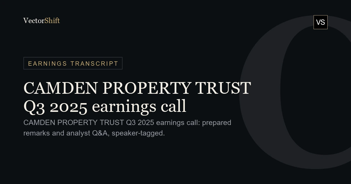 Camden Property Trust Q3 2025 earnings call