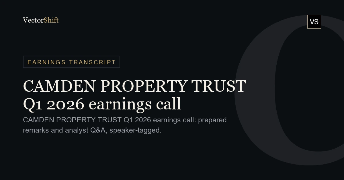 Camden Property Trust Q1 2026 earnings call
