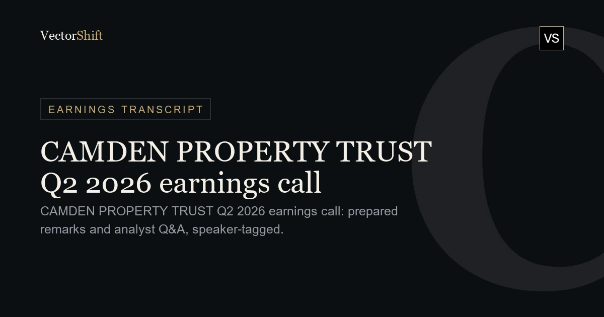 Camden Property Trust Q2 2026 earnings call