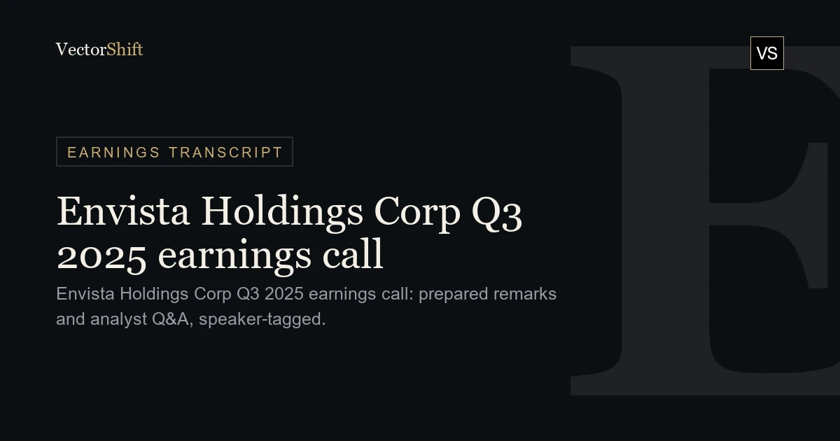 Envista Holdings Corp. Q3 2025 earnings call