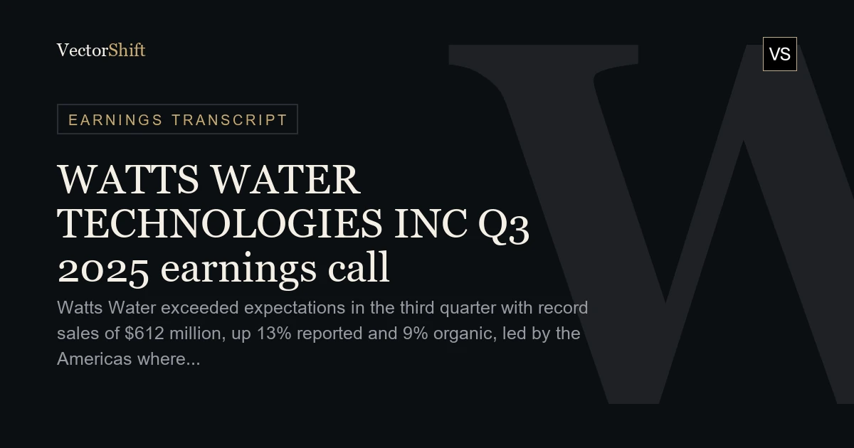 Watts Water Technologies Inc. Q3 2025 earnings call