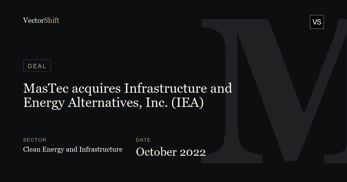 MasTec acquires Infrastructure and Energy Alternatives, Inc. (IEA) (2022)