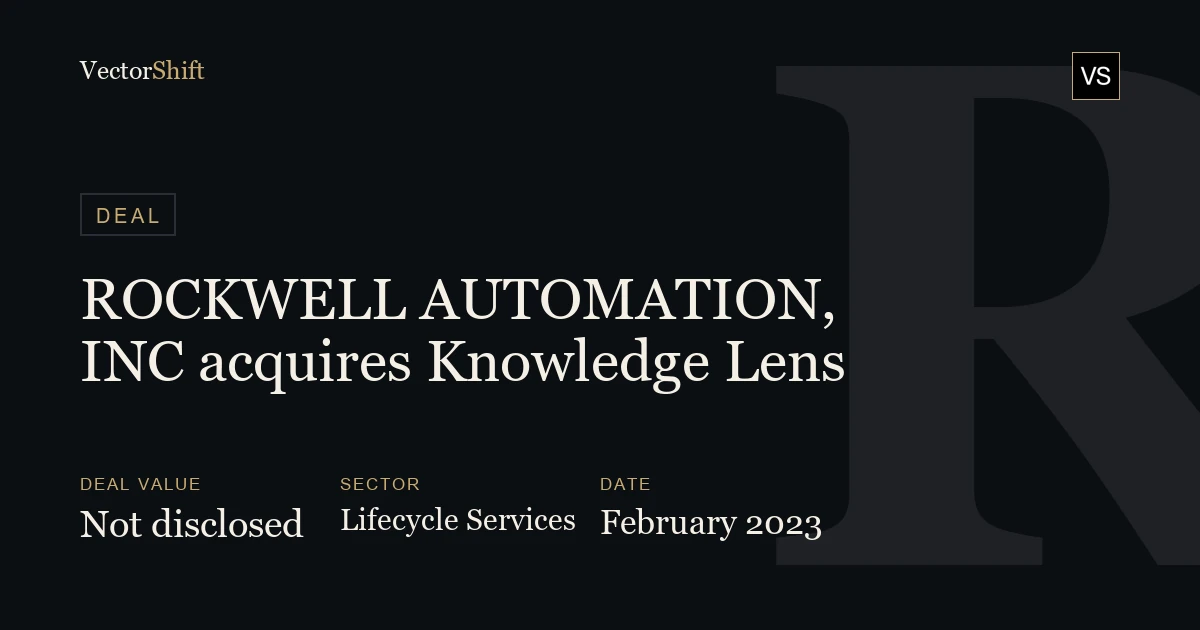 Knowledge Lens ROCKWELL AUTOMATION, INC acquires Knowledge Lens — deal terms ...