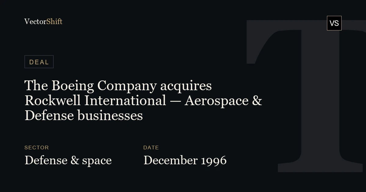 The Boeing Company acquires Rockwell International — Aerospace & Defense businesses (1996)