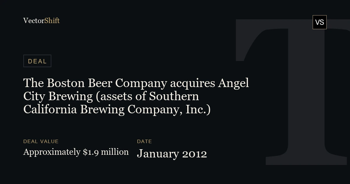 The Boston Beer Company acquires Angel City Brewing (assets of Southern California Brewing Company, Inc.) (2012)