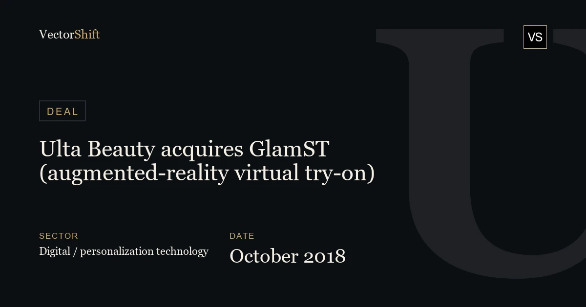 Ulta Beauty acquires GlamST (augmented-reality virtual try-on) (2018)